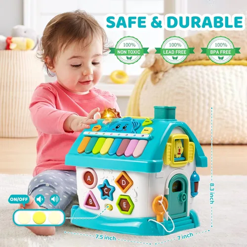 Vista 4 de Marstone Juguetes para bebés de 1 año para niños y niñas: juguetes para niños pequeños de 1 a 2 años, casa educativa 8 en 1 para regalo