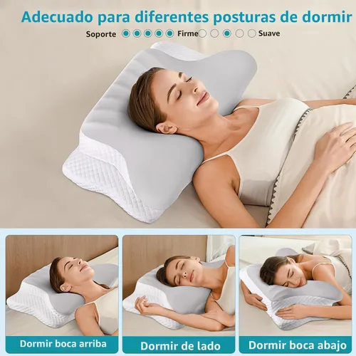 Vista 7 de Almohada cervical para el cuello para aliviar el dolor, almohadas ergonómicas de espuma viscoelástica para dormir, almohada refrescante para dormir