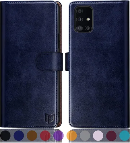 Vista 13 de SUANPOT Funda tipo cartera de cuero para Samsung Galaxy A71 5G (versión 4G) con tarjetero de crédito RFID con tapa para Samsung A71, funda para Negro