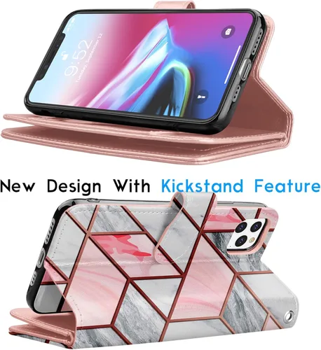 Vista 4 de Tekcoo Funda tipo cartera para iPhone 11 Pro Max (6.5 pulgadas) Lujo [Estuche rígido magnético desmontable] Ranuras para tarjetas de crédito