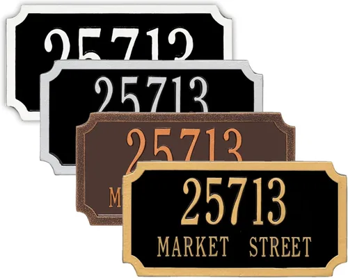 Vista 10 de Placa de dirección de metal personalizada, señales de números para placa de pared de casa, señal de dirección con nombre de calle, números de casa