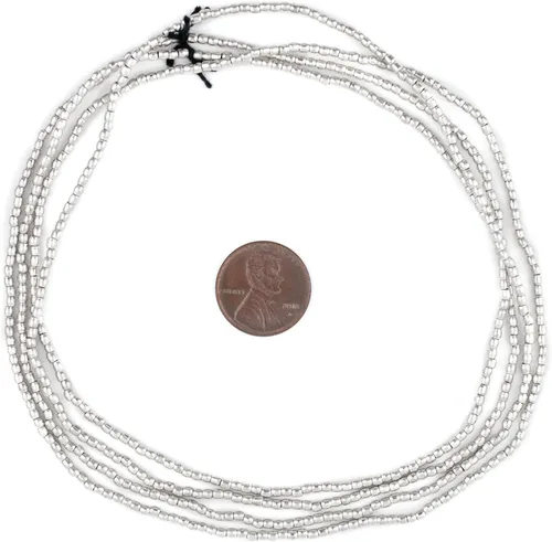 Vista 2 de The Bead Chest Cuentas ovaladas pequeñas de plata brillante (0.079 in)