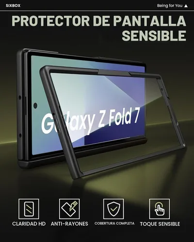 Vista 4 de Funda para Samsung Galaxy Z Fold 7 con Protección de Bisagra y Protector de Pantalla, Diseño Delgado de PC Duro Resistente a Golpes 360° Funda