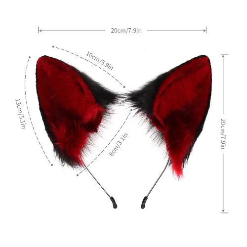 Vista 3 de Diadema con orejas de zorro y gato peludo, para Halloween, cosplay, fiesta de disfraces para mujeres y niñas