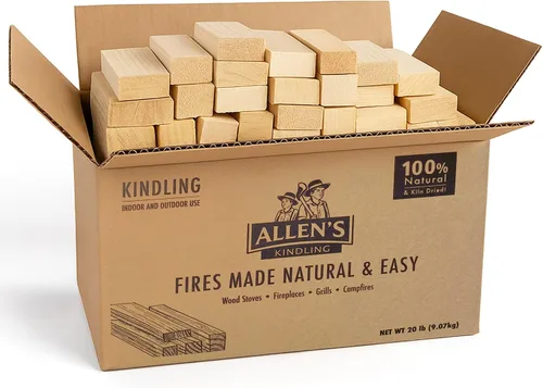 Vista 9 de Allen's Madera de Encendido Natural – Caja de 8 LB de Palillos Iniciadores de Fuego Secados al Horno para Fogatas, Estufas de Leña y Barbacoas