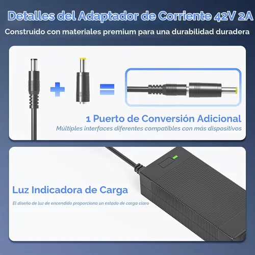 Vista 5 de Cargador de scooter de 42V 2A compatible con Gotrax GXL V2, G2, G3, G4, Apex, Eclipse, Rival, XR Elite, Tour XP, fuente de alimentación eléctrica
