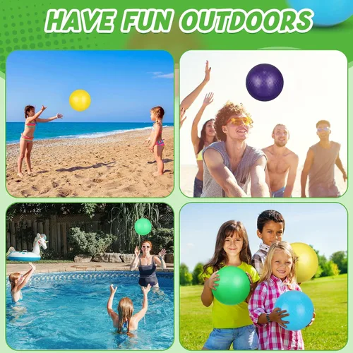 Vista 6 de Jerify 10 bolas inflables de PVC para juegos infantiles, para niños y adultos en juegos, gimnasio, ejercicios de yoga, suministros de fiesta escolar