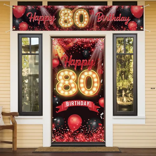 Vista 38 de Juego de carteles de feliz cumpleaños 10 para puerta, porche, decoraciones de cumpleaños de 10 años, suministros de fiesta para mujeres y hombres