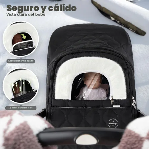 Vista 4 de Funda de asiento de automóvil para bebé, impermeable, resistente al viento, forro polar cálido transpirable con cremallera completa para asiento