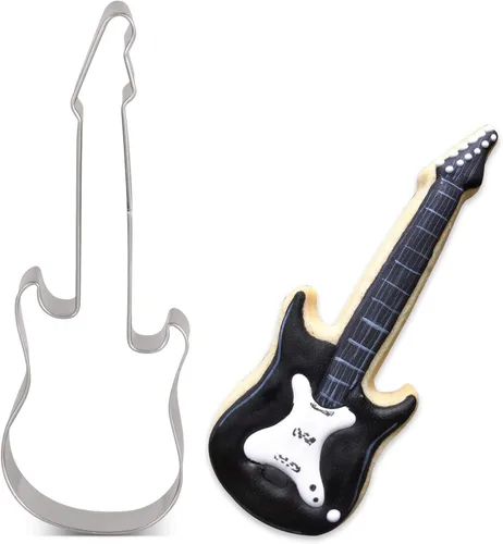 Vista 7 de LILIAO Cortador de galletas de guitarra eléctrica, cortador de fondant de galletas de rock and roll, 1.6 x 4.6 pulgadas, acero inoxidable