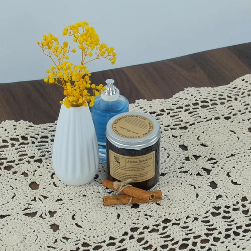 Vista 3 de kilofly Mantel de mesa hecho a mano con encaje de algodón de ganchillo, 15 x 43 pulgadas