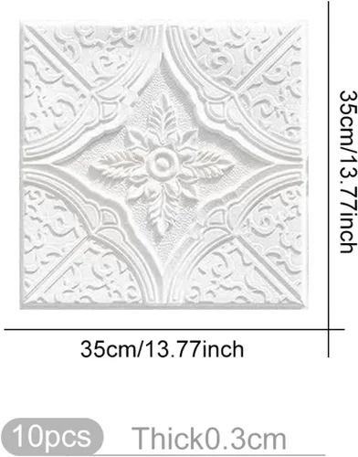 Vista 2 de ECYC Ltd 10 paneles de pared de espuma 3D autoadhesivos de 13.78 x 13.78 x 0.12 pulgadas, paneles de pared de flores 3D para despegar y pegar