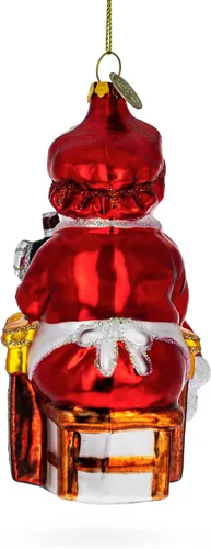 Vista 3 de Adorno navideño de cristal de la señora Claus y la máquina de coser