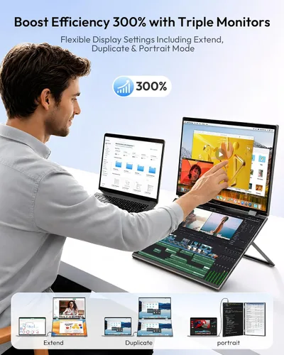 Vista 4 de Monitor portátil, doble monitor de pantalla táctil de 16 pulgadas