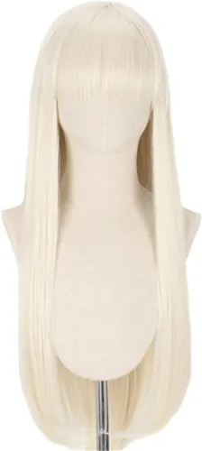 Vista 3 de Yomoduki Runa Peluca para cosplay, anime Kakegurui, cabello largo y lacio, dorado, accesorios para disfraz de fiesta de Halloween