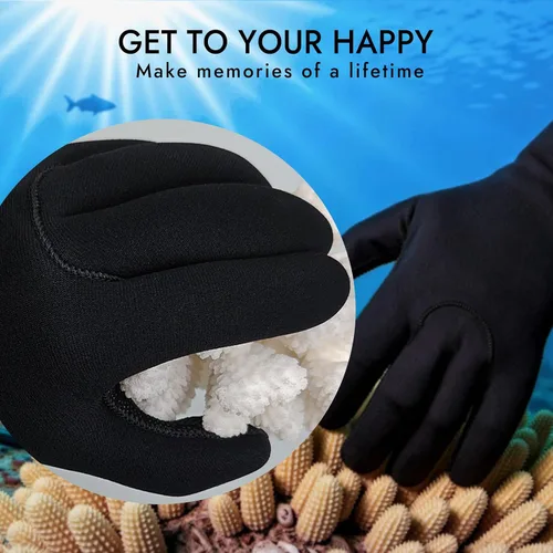 Vista 5 de Neoprene Gloves, 3mm Anti-Slip Diving Gloves Waterproof Wetsuit Gloves for Scuba Fishing Kayaking Surfing Swimming