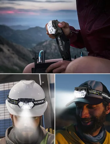 Vista 7 de Linterna frontal de 9 LED, 2000 lúmenes, lámpara de cabeza súper brillante con 6 modos, luz de cabeza impermeable IPX5, linterna de cabeza ligera