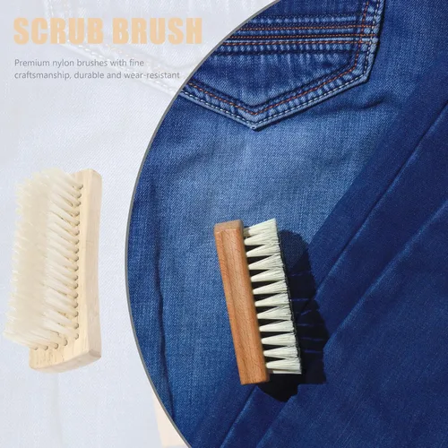 Vista 10 de Cepillo de brillo multiusos para ropa, zapatos, cerdas de nailon suave, cepillo de limpieza de lavandería con mango de madera para chaquetas