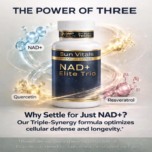 Vista 2 de Suplemento natural NAD+ de 500 mg con resveratrol y quercetina Energía celular y apoyo al envejecimiento saludable para mujeres No estimulante