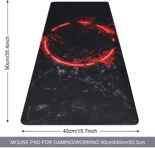 Vista 2 de Alfombrilla de mouse grande para juegos con bordes cosidos, [35.4 x 15.7 pulgadas] alfombrilla de mouse extendida con base de goma natural