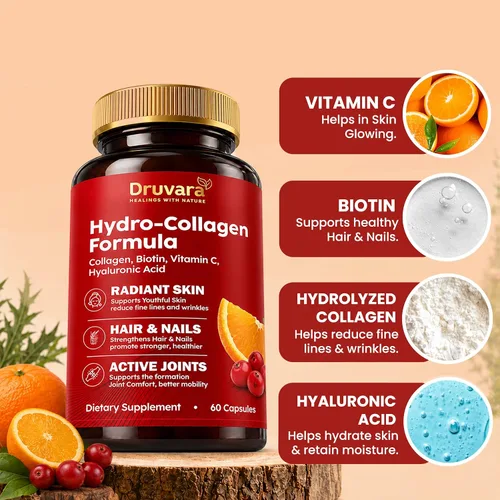 Vista 5 de Colágeno hidrolizado con biotina y vitamina C Pastillas de colágeno para hidratación de la piel, comodidad de las articulaciones y cabello y uñas