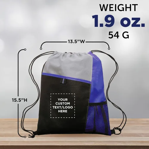 Vista 19 de DISCOUNT PROMOS Juego de mochilas con cordón no tejidas personalizadas de 10/50/100, paquete personalizado a granel