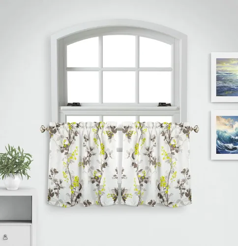Vista 11 de Aiking Home Cenefas de ventana – 2 paneles de poliéster sólido cenefas de cocina con bolsillo para barra de 2.5 pulgadas para ventanas pequeñas