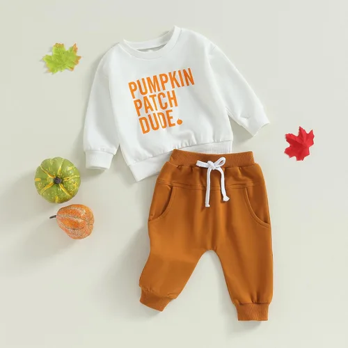 Vista 37 de Karwuiio Conjunto de disfraz de Halloween para bebé, sudadera de manga larga y pantalones para otoño