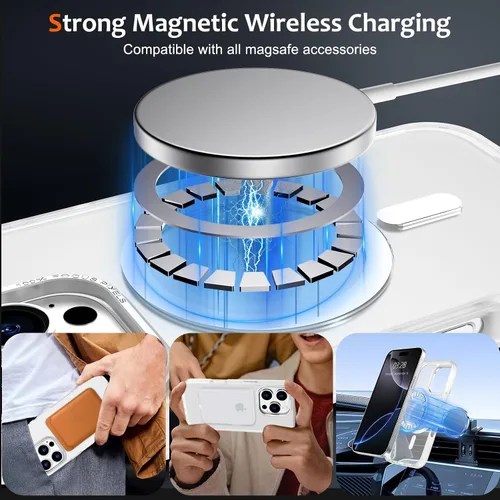 Vista 284 de Anuck - Funda magnética para iPhone 11 compatible con MagSafe, carcasa trasera mate translúcida dura, borde de TPU, delgada, resistente a impactos
