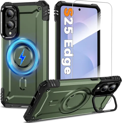 Vista 26 de Funda magnética para Samsung Galaxy S25+ Plus/Galaxy S24+ Plus [Soporte de anillo de cámara integrado] [Protector de pantalla]