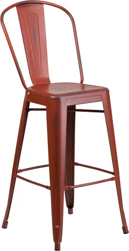 Vista 25 de Taburete Flash Furniture de bar, hecho de metal para interior y exterior, Metal, Negro