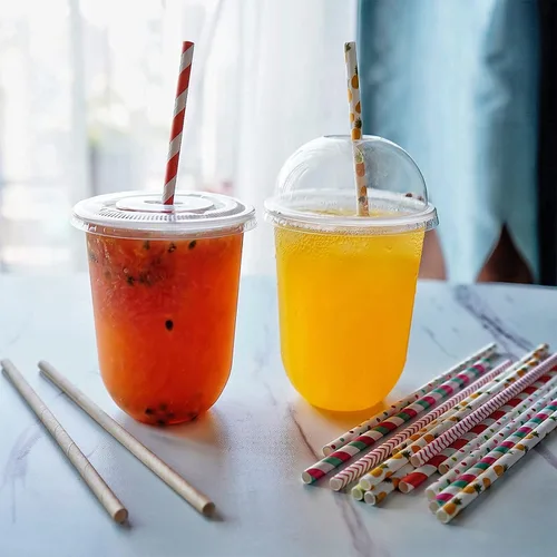 Vista 5 de 100 unidades de vasos de plástico desechables de 16 onzas con tapas, vasos transparentes de plástico para bebidas frías/Bubble Boba/café