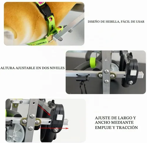 Vista 6 de Silla de ruedas para perro, silla de ruedas para mascotas de 2 ruedas, silla de ruedas ajustable para patas traseras discapacidad, parálisis
