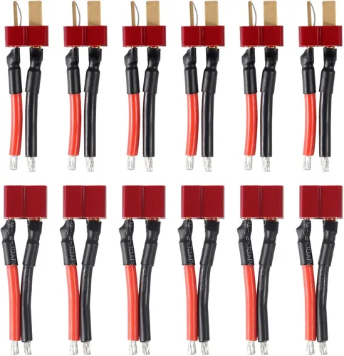 Vista 8 de 6 pares de conectores de enchufe en T hembra macho 12AWG 2.165 in cable de extensión compatible con RC Lipo Cable de batería Drone Car Boat Conexión