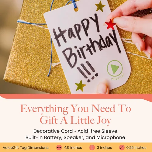 Vista 8 de VoiceGift Etiqueta: 1 paquete de etiqueta de felicitación de audio con grabadora de voz, tarjeta de regalo grabable con múltiples mensajes