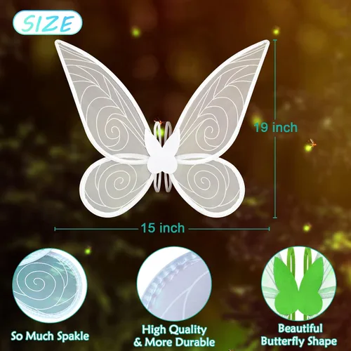 Vista 2 de 2 alas de hadas para adultos alas de mariposa para niñas y mujeres disfraz de Halloween con alas de ángel brillantes recuerdos de fiesta