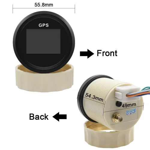 Vista 6 de Geloo Velocímetro digital GPS de 52 mm 2" MPH, impermeable, ajustable, para auto, barco, motocicleta, con antena GPS, protección antiempañamiento