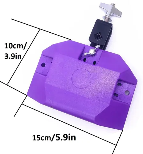 Vista 5 de Jam Drum Block - Bloque de percusión de 5.9 pulgadas, instrumento musical de plástico con montaje de 3 caras, paso medio (morado)