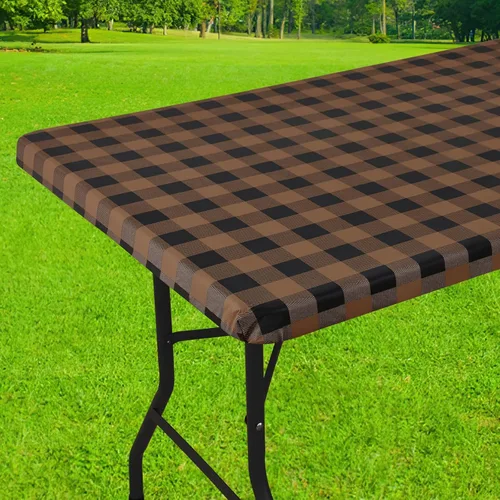 Vista 20 de Smiry Mantel cuadrado de pícnic, manteles de vinilo elásticos impermeables, fundas de mesa de lana cuadriculada con parte trasera de franela