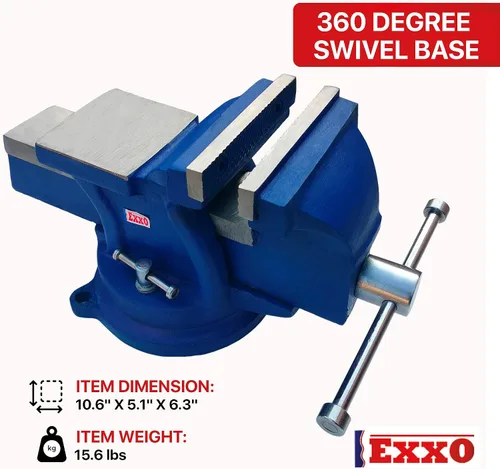 Vista 6 de EXXO Tools - Tornillo de banco de 4 pulgadas, tornillo de banco de 4 pulgadas, giratorio de 360 grados con base de bloqueo, tornillo de banco