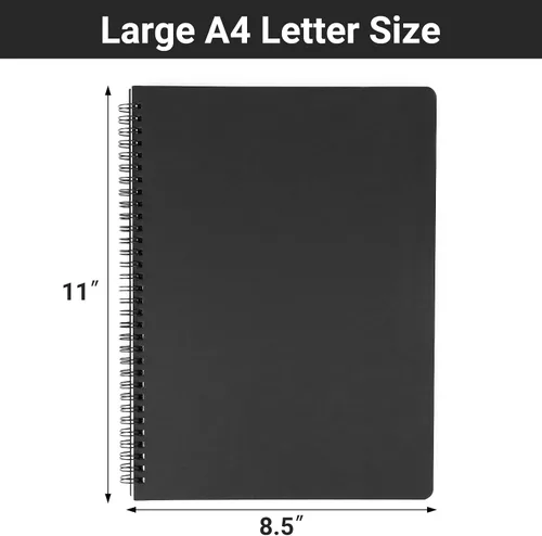 Vista 2 de EUSOAR Cuaderno de espiral con rayas universitarias, 3 paquetes A4 de 11 x 8-1/2 pulgadas, tapa dura, diario negro, 120 páginas/60 hojas de papel
