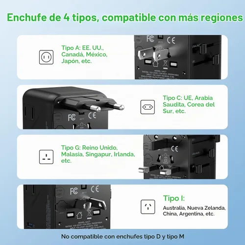 Vista 5 de MOMAX Adaptador de viaje universal Mini 35W Adaptador de corriente de Negro