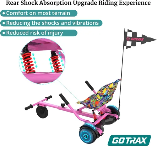 Vista 3 de Accesorio de kart Hoverfly Gotrax para aeropatines de 6.5"-10" - Marco ajustable y control de manillar Kart Seat Accessory, Multi-Fit, Adjustable