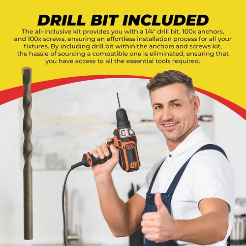 Vista 4 de QUALIHOME Kit de anclajes y tornillos cónicos de hormigón, anclajes de pared cónicos de plástico para accesorios ligeros en hormigón, bloque