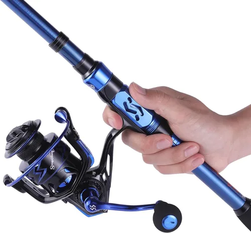 Vista 2 de Sougayilang - Combos de carretes y cañas de pescar, fibra de carbono 24 toneladas, carretes y cañas telescópica portátiles para viajes, pesca