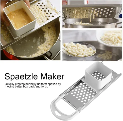 Vista 3 de Spaetzle Maker de acero inoxidable con agarre - Hecho en casa Spaetzle Fideos Dumpling Maker Pasta Herramienta de cocina