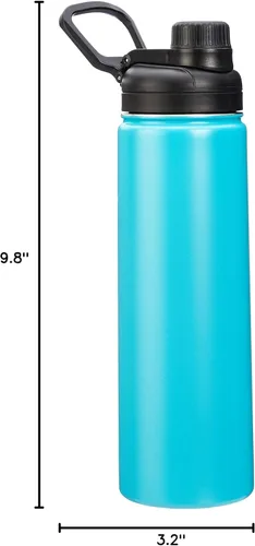 Vista 5 de Amazon Basics Botella de agua aislada de acero inoxidable con tapa de boquilla, 20 onzas, verde azulado