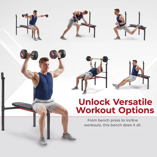 Vista 2 de Sunny Health & Fitness Weight Bench & Squat Rack for Strength Training