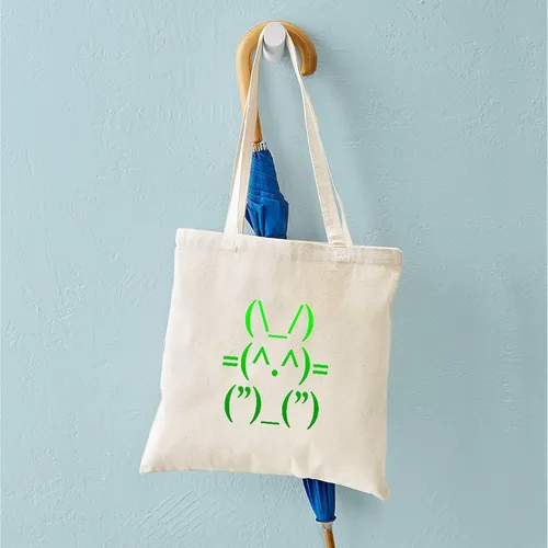 Vista 4 de CafePress Ascii Rabbit Tote Bag - Bolsa de lona natural, bolsa de compras reutilizable