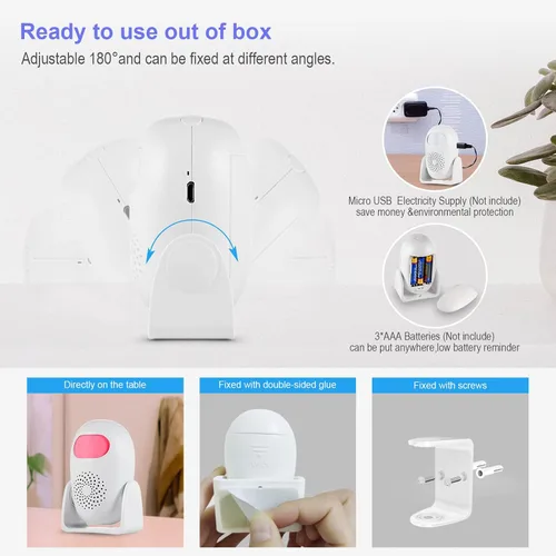 Vista 6 de Alarma con sensor de movimiento con 17 campanillas, 3 modos de alarma, 4 niveles de volumen, alarma inalámbrica con detector de movimiento